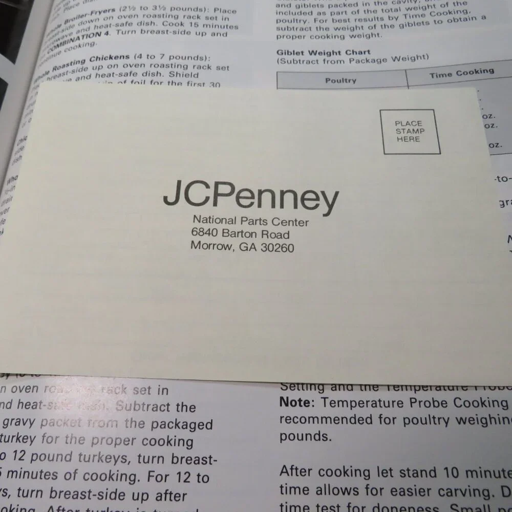 JCPenney Convection Microwave Oven Cookbook 1985 Hardback